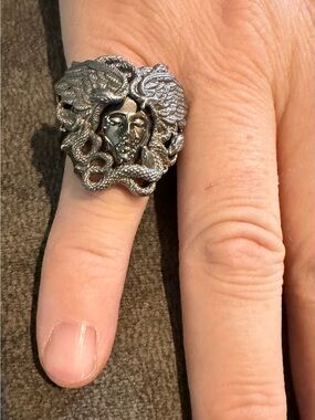 Versace Medusa Gunmetal Ring